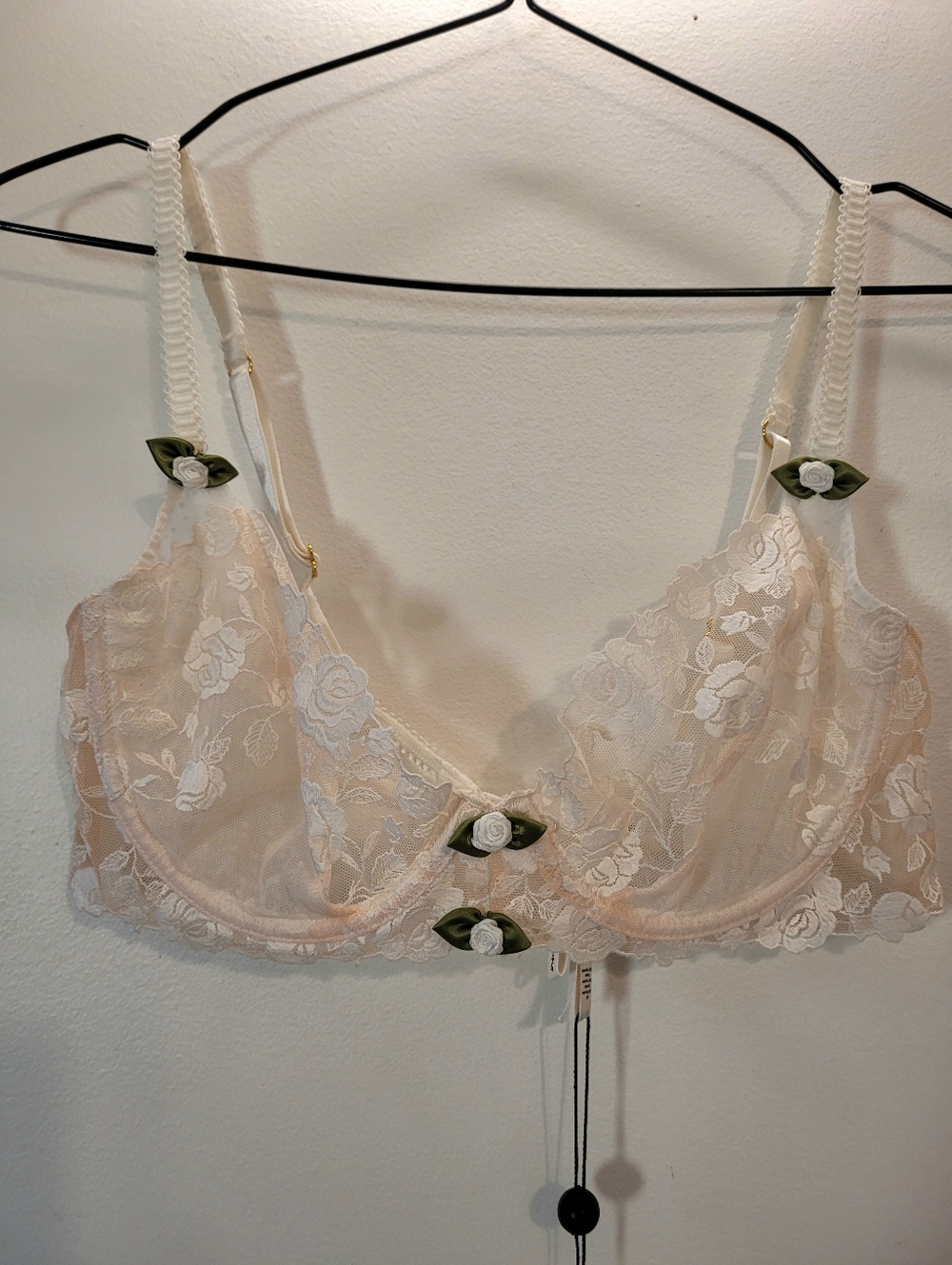 For Love & Lemons Victorias Secret Sweetheart Cream Lace Underwire Bra - M - Nwt
